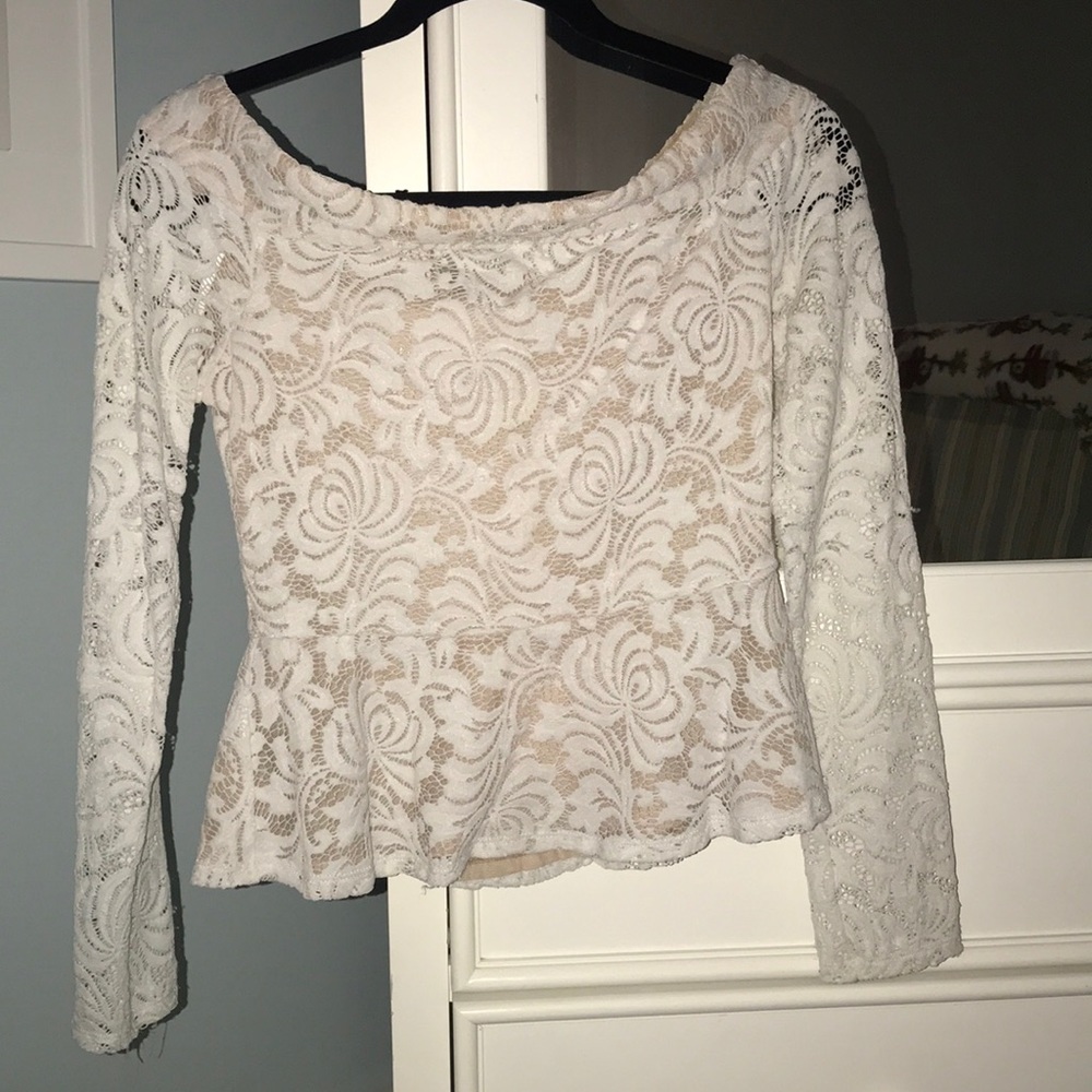 BCBG Maxazria Lace Peplum Top